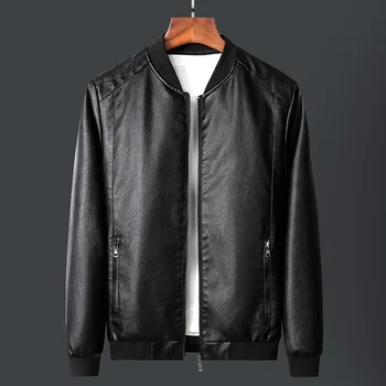 2024 Новая Кожаная куртка-бомбер, мотоциклетная куртка, Мужская Черная байкерская бейсбольная куртка из искусственной кожи, Плюс размер 8XL, Модная Повседневная куртка-жакета, Мужская
