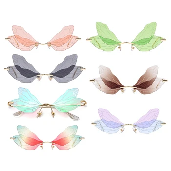 Новые модные солнцезащитные очки Dragonfly, женские, мужские, фирменный дизайн, прозрачные очки без оправы, роскошные трендовые узкие солнцезащитные очки