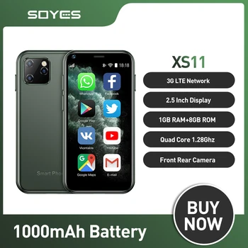SOYES XS11 Mini Android 6.0 Телефоны Тонкие Милые Смартфоны Четырехъядерный Процессор 1 ГБ + 8 ГБ HD 2.0MP Камера С Двумя SIM-картами Маленький Карманный Мобильный Телефон