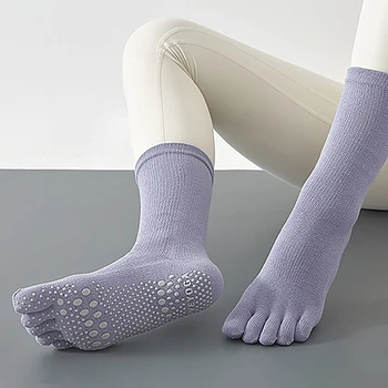 Хлопчатобумажные носки для йоги, нескользящие силиконовые носки для фитнеса, гольфы для профессиональных танцев, спортивные носки для пилатеса