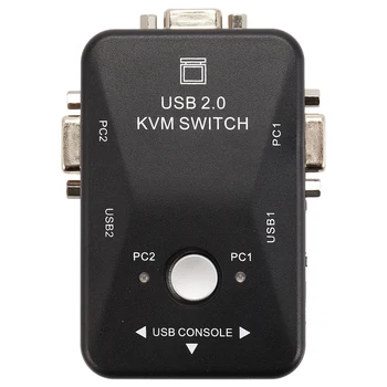 Новый Usb Kvm Switch Switcher 2-портовый Vga Svga Распределительный блок Usb 2.0 Мышь Клавиатура 1920X1440 Распределительный блок