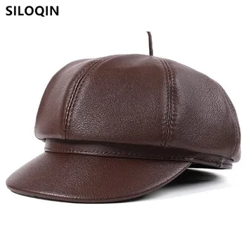 Бесплатная доставка, новые зимние теплые кепки для газетчиков для мужчин, натуральная кожаная кепка из натуральной овчины, женская шляпа, кепка для гольфа известных брендов.
