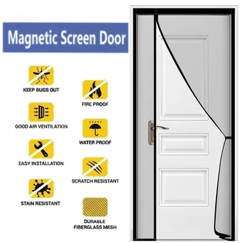 Магнитная дверная занавеска, москитная сетка для дверей, защита от комаров, автоматическое закрывание, вентиляция дома, без перфорации, оконный экран, сетка