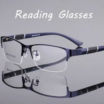 TR90 Очки для чтения для Мужчин с Защитой от синего Света, Очки для Дальнозоркости, Мужская Деловая Полукадровая Оправа, Очки для Дальнего Зрения С Диоптриями От 0 до + 4,0