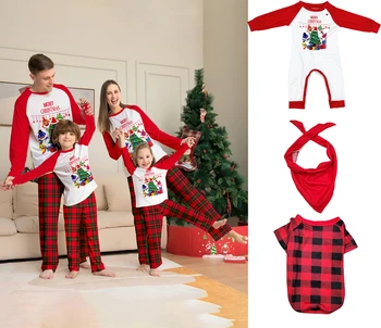 Рождественский костюм 2024 года, семейный костюм, семейные пижамы, модный рождественский костюм с принтом, семейный костюм для родителей и детей