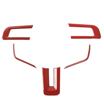 5шт Автомобильная красная накладка на рулевое колесо для Ford Mustang 2015-2019