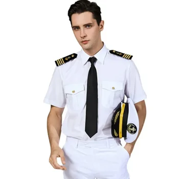 Офицерская Рубашка Flight Nightclub Navy Pilot Air Noble Для Белой Униформы Авиационного Бортпроводника Высшего Ранга Мужчины