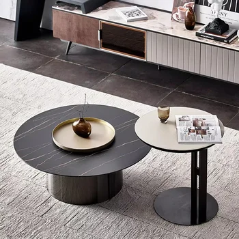 Черный современный журнальный столик, напольный столик для гостиной, Роскошный ноутбук, круглый кофейный уголок, Садовая мебель Stoliki Kawowe