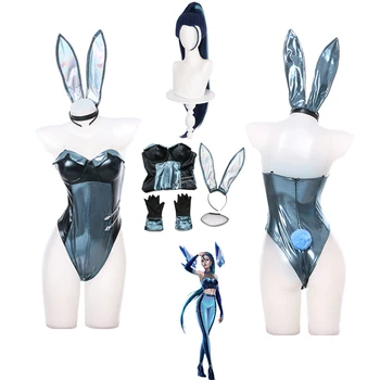 KDA Kaisa Bunny Косплей Костюм, модный Новый Сексуальный боди, костюм, версия для кролика, костюм для косплея, парик