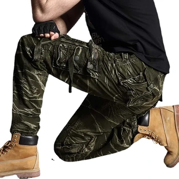 Камуфляжные брюки-карго с несколькими карманами, мужские высококачественные боевые тактические брюки военного назначения, мужские уличные износостойкие прямые брюки