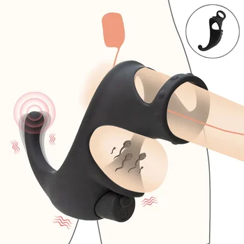 Вибратор Мужское кольцо для стимуляции анальной эякуляции, задержка эякуляции, Вибрирующее кольцо для пениса, пара колец, сексуальные игры для мужчин и женщин, игрушки для взрослых