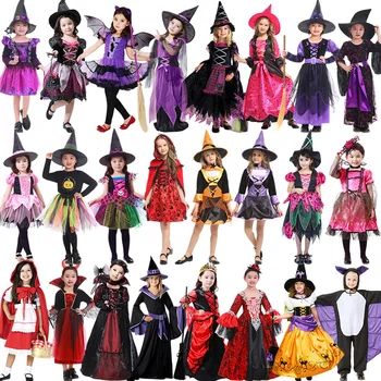 Детский костюм на Хэллоуин, косплей, представление для девочек, костюм принцессы, костюм ведьмы, косплей ведьмы