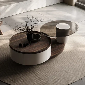 Роскошный журнальный столик уникального дизайна, круглый Декор для гостиной, консоль из дерева, минималистичный журнальный столик, Эстетичная мебель для балкона