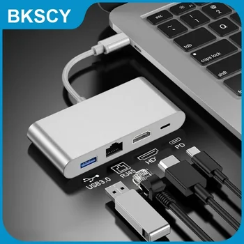 Адаптер USB C Hub с зарядным устройством USB3.0 HUB PD, совместимый с HDMI сетевой адаптер RJ45 Ethernet для MacBook Pro Huawei P20 Samsung S9