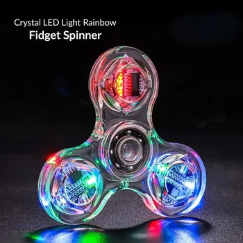 Хрустальный Люминесцентный Светодиодный Спиннер Fidget Spinner Hand Top Spinners Светящиеся в Темноте EDC Игрушки Для Снятия Стресса Кинетический Гироскоп Для Детей