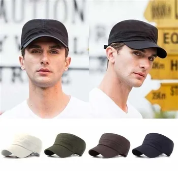Мужские регулируемые однотонные кепки, Винтажная шляпа в армейском стиле, Дышащая Солнцезащитная Повседневная однотонная кепка высокого качества