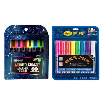 Флуоресцентный маркер, жидкий мел, стираемые светодиодные ручки для классной доски, 8 цветов- 3/5 мм
