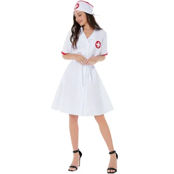2023 Новая ролевая игра медсестры на Хэллоуин, Маскарадный костюм для вечеринки, ролевая игра, костюм для больницы, Красный Крест, платье с капюшоном, игровое платье