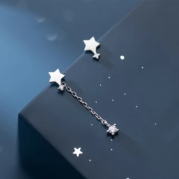 MloveAcc, серебро 925 пробы, асимметричные серьги-гвоздики с фианитами в форме звезды, подарок для женщин и девочек, модные серебряные украшения S925