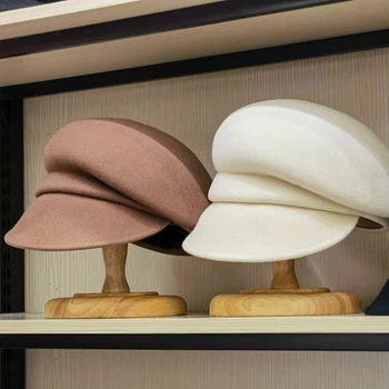 Зимняя шляпа с широкими полями в новом стиле, модная теплая женская шляпа, шерстяная кепка для девочек, военные шляпы, дорожные вечерние церковные шляпы, холодная уличная одежда