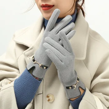 Новые модные женские перчатки Grace, женские зимние винтажные перчатки для вождения с сенсорным экраном, сохраняющие тепло, ветрозащитные перчатки, прямая поставка