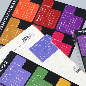 2024 Календари на 12 месяцев, наклейки для указателей ноутбуков, Планировщики, наклейки категории Школьные канцелярские товары