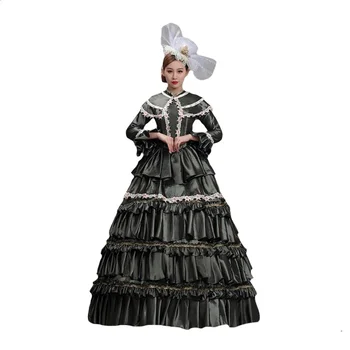 Средневековый классический костюм в европейском стиле в стиле ретро, костюм для придворных, костюм для подиума, аристократический стиль, танцевальная вечеринка, фото платье