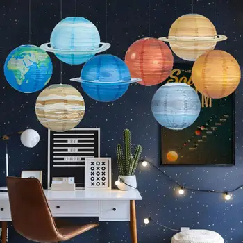 Бумажные фонарики планеты, красочные бумажные фонарики Звездной Солнечной системы, бумажные фонарики из 8 предметов для тематической вечеринки в космическом пространстве для детей