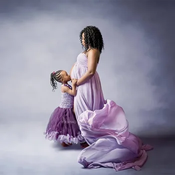 Пара Платьев для беременных Реквизит для фотосъемки Длинное Шифоновое платье Sweet Heart Maxi Платья для беременных Фотосессия беременных женщин