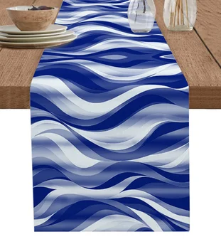 Абстрактный градиентный искаженный синий Настольная дорожка Украшение домашнего декора Украшение обеденного стола Декор стола