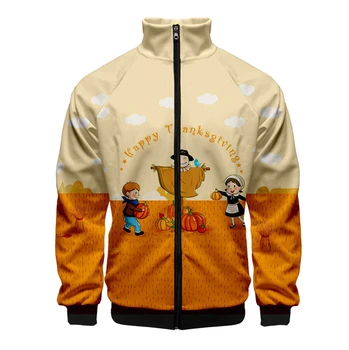 Последняя Горячая Распродажа, Повседневная Праздничная куртка на молнии с 3D-печатью на День Благодарения, Дизайн Индейки С животными, Мужские Пальто с короткими рукавами