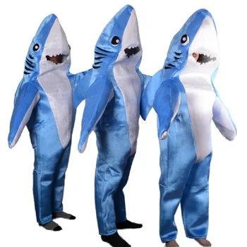 Костюм голубой акулы, забавные комбинезоны для косплея морских животных, костюмы на Хэллоуин для детей и взрослых