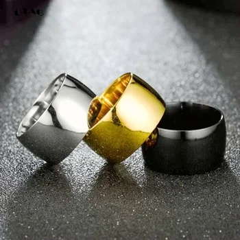3 Цвета 12 мм Модели Кольца Мужские Титановые, из черного золота, Противоаллергенные, гладкие, простые Обручальные кольца для пар, бижутерия для мужчины или женщины
