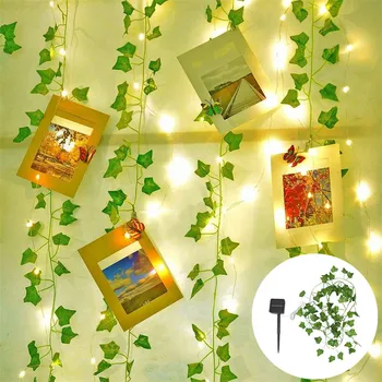 Солнечный искусственный лист, цветок, светодиодные гирлянды на День рождения, Новый Год, Рождество, Украшение сада, Солнечный свет, водонепроницаемый на открытом воздухе