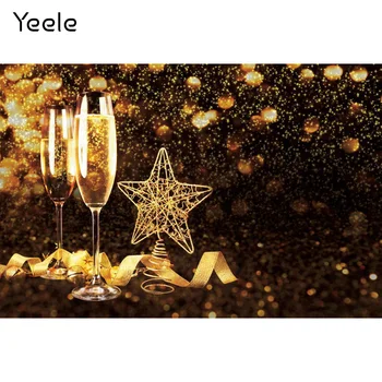 Yeele 2022 С Новым годом Фотоколлаж Черное Золото Блестит Звездный фон для фотосъемки Фотографические фоны для фотостудии