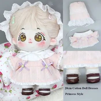 платья в стиле принцессы из хлопка длиной 20 см, модная свадебная юбка, одежда для плюшевых кукол с украшением в виде шляпы, обувь для кукол из искусственной кожи для