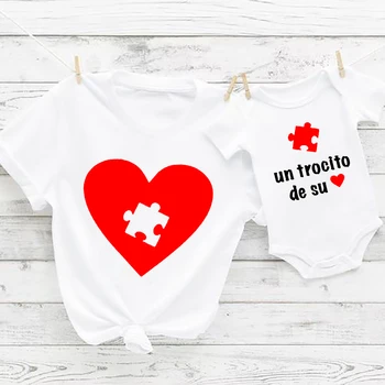 Недостающая деталь в виде сердца-пазла, женская футболка и боди для новорожденных, одинаковые комплекты для мамы и ребенка, рубашки-пазлы в виде сердца, подарок ко Дню матери