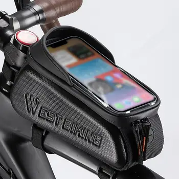 Велосипедная сумка Водонепроницаемые сумки на передней раме велосипеда Вместительный чехол для телефона с сенсорным экраном для Mtb дорожных велосипедов Водонепроницаемая велосипедная сумка