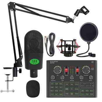 Лучшие предложения Комплект конденсаторного микрофона K18 с звуковой картой V9X PRO Live для записи компьютерного караоке в студии