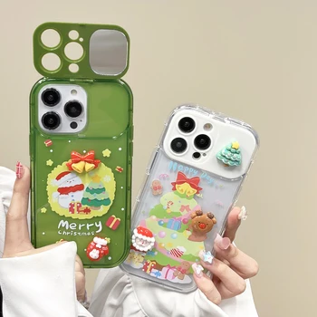 Рождественский держатель зеркала для макияжа в корейском стиле, чехол-подставка для iphone 15ProMax 14ProMax 13 12 11, Игрушки 