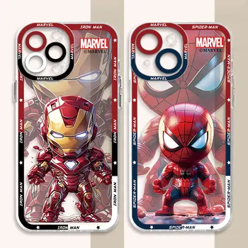 Прозрачный Силиконовый Чехол для Samsung Galaxy S23 Ultra Note 20 Ultra 10 Plus S20FE S10 S21 S22 Plus Marvel Iron Man Spiderman Cover