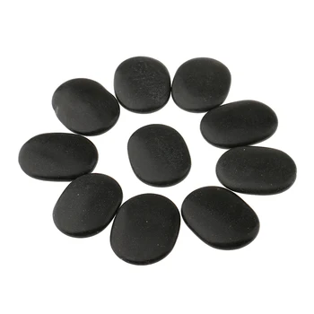 10 шт./лот, спа-горячие камни, Расслабляющие Массажные камни для терапии, Обезболивающий набор из натурального базальта, 3x4 см, черный
