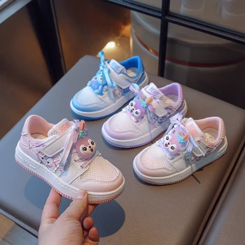 Детская повседневная обувь, весенняя спортивная обувь для девочек, детские кроссовки, теннисные туфли, модная спортивная обувь розово-фиолетового цвета