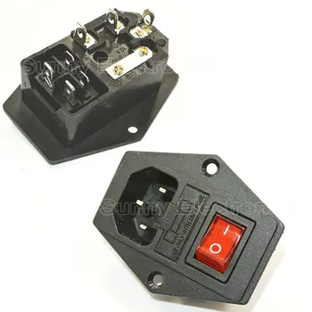 Высококачественный кулисный переключатель питания с красной подсветкой 10A 250V, Плавящийся IEC 320 C14, Входная розетка, предохранитель, штекер, медь