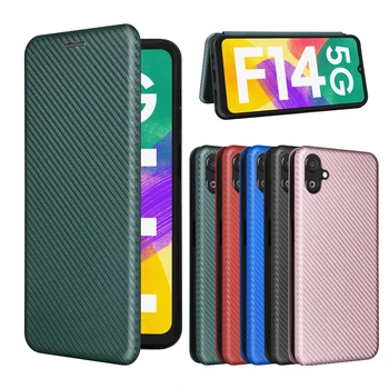 Для Samsung Galaxy F14 Case Роскошный Флип-Чехол Из Углеродного Волокна С Магнитной Адсорбцией Для Samsung F14 F 14 GalaxyF14 Сумки Для Телефонов