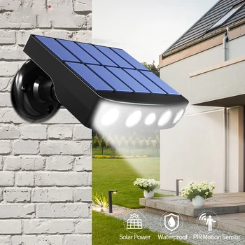 Новейший светодиодный настенный светильник на солнечной энергии, наружный датчик движения, Водонепроницаемое IP65 Освещение для садовой дорожки, Гаража, двора, Уличных фонарей