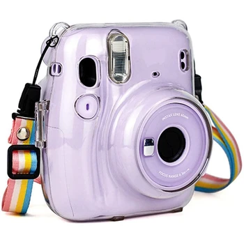 Хрустальный чехол для камеры Защитный прозрачный чехол с регулируемым радужным ремешком для аксессуаров для камер Fujifilm Instax Mini 11