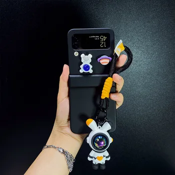 Для Samsung Z Flip3 Flip4 Чехол для телефона с откидным экраном Мультяшный астронавт Световая подвеска Galaxy Flip 3 4 Защитный чехол Жесткий корпус