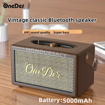 Oneder D6 Мощностью 40 Вт, Ретро беспроводной динамик Bluetooth, Классический стиль, Ностальгический Деревянный Портативный Аудио сабвуфер, Наружный динамик