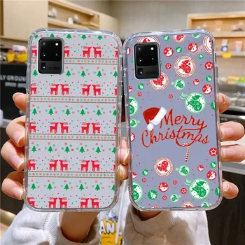 Новогодний Чехол Для Телефона Merry Christmas Samsung Galaxy S10 S10e A70 Edge S22 S23 Plus Ultra Note10 Прозрачная Крышка